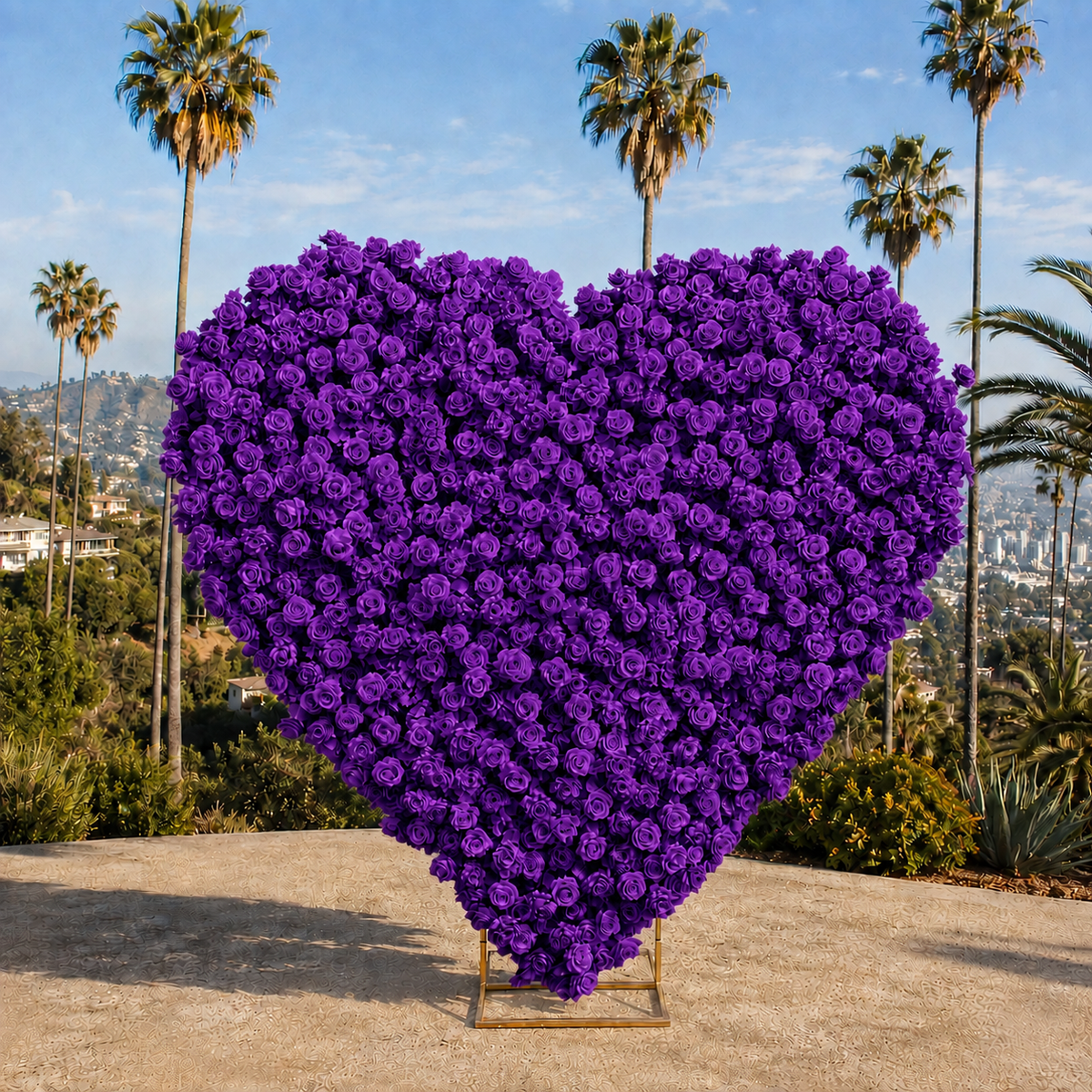 Purple Premium Wild Rose Heart Flower Arch #4908