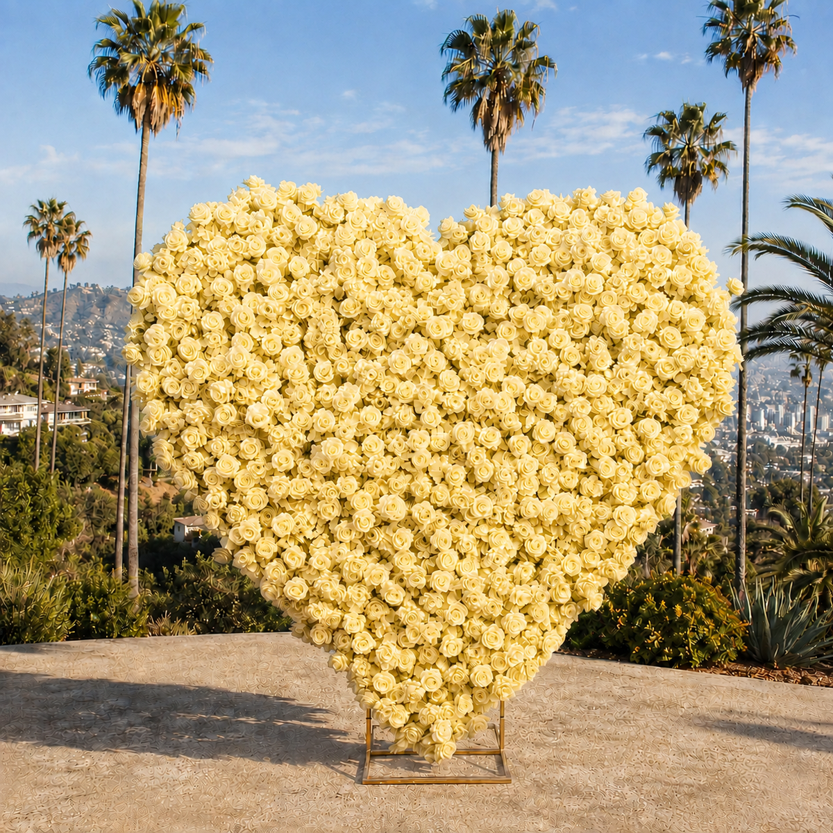 Light Yellow Premium Wild Rose Heart Flower Arch #4909