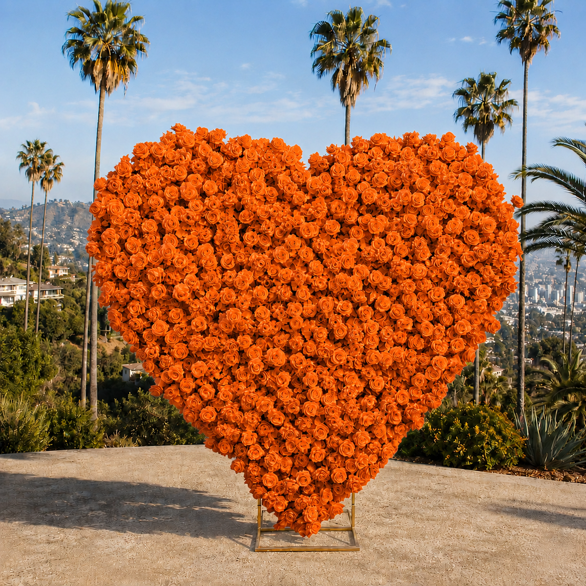 Orange Premium Wild Rose Heart Flower Arch #4910