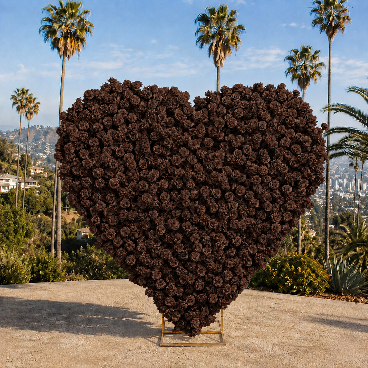 Brown Premium Wild Rose Heart Flower Arch #4911