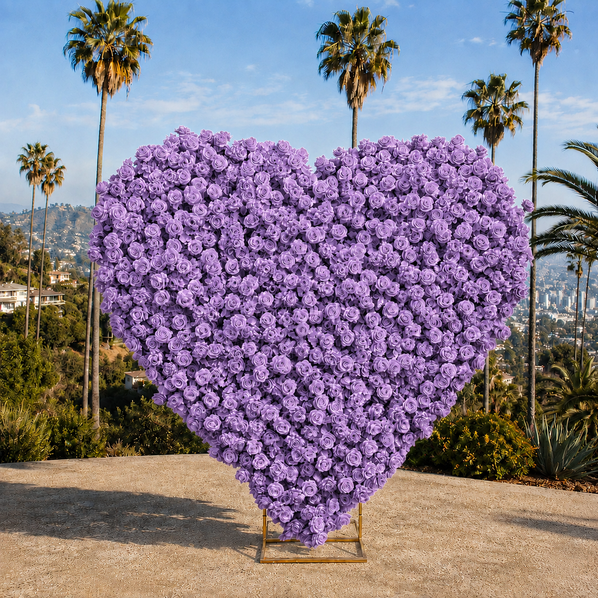 Light Purple Premium Wild Rose Heart Flower Arch #4912