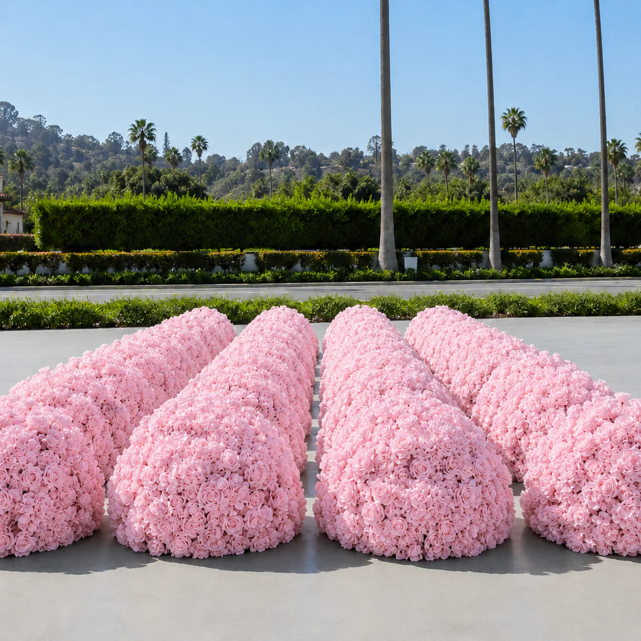 Classic Pink Rose Hydrangea Flower Wall & Backdrop | 004