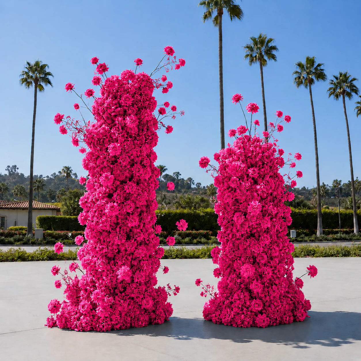 Classic Hot Pink Rose Flower Wall Backdrop - 240