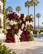 Red, Green and White Premiun Luxury Artificial Flower Wall & Backdrops - 345