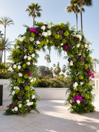 Fuchsia Cream Greenery Premium Artificial Flower Wall Backdrops - 337