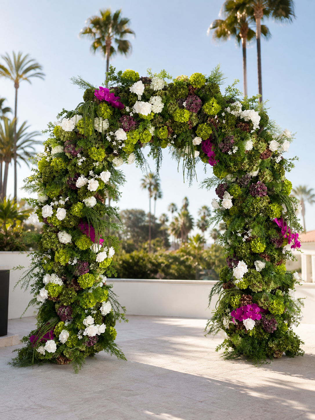 Fuchsia Cream Greenery Premium Artificial Flower Wall Backdrops - 337