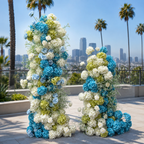 Blue Lime Ivory Premium Artificial Flower Wall Backdrops - 340