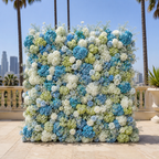 Blue Lime Ivory Premium Artificial Flower Wall Backdrops - 340