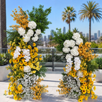 White Babys Breath Sunflower Greenery Premium Artificial Flower Wall Backdrops - 343
