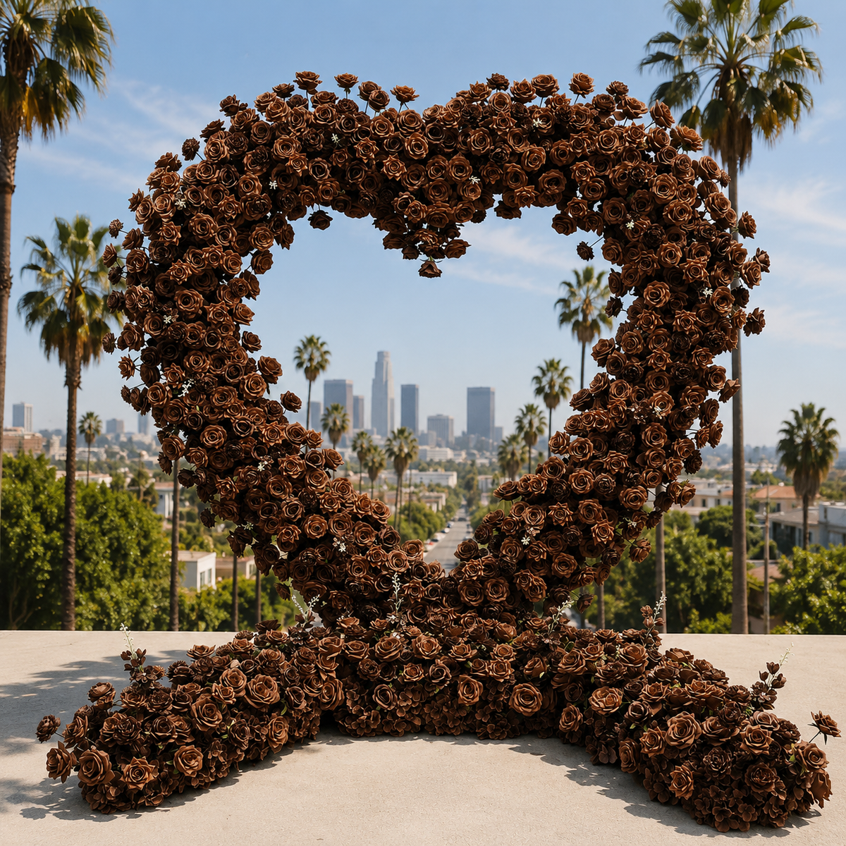 Brown Premium Deluxe Rose Heart Flower Arch #4927
