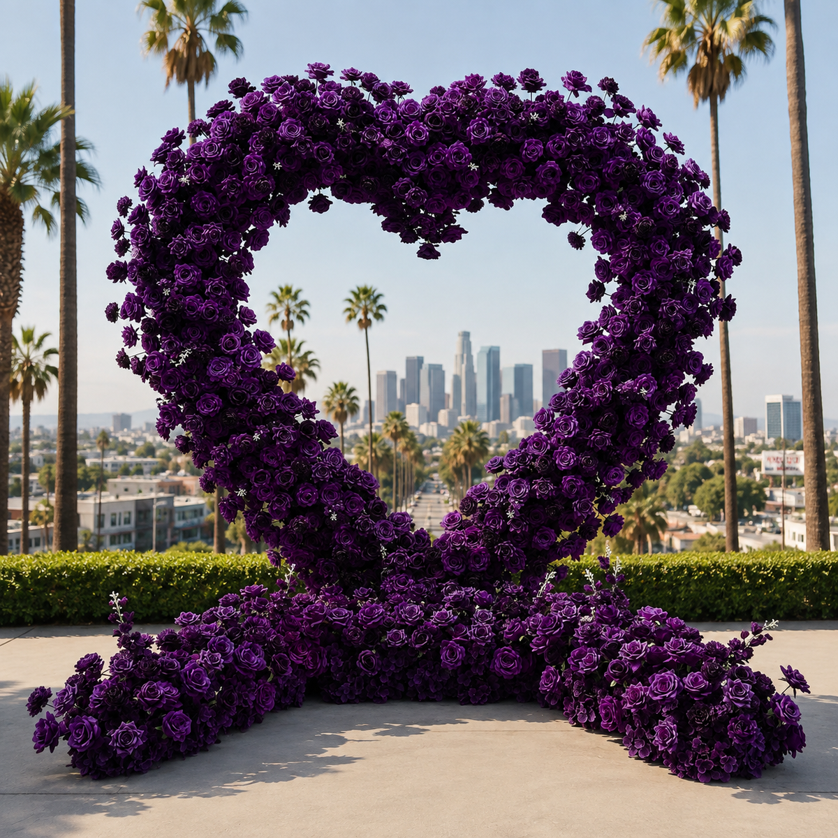 Purple Premium Deluxe Rose Heart Flower Arch #4923