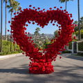 Red Classic Wild Rose Flower Heart Arch #4933