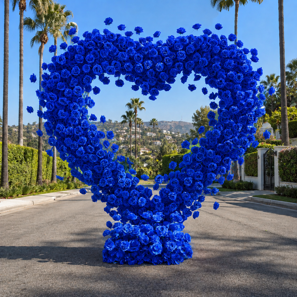 Blue Classic Wild Rose Flower Heart Arch #4937