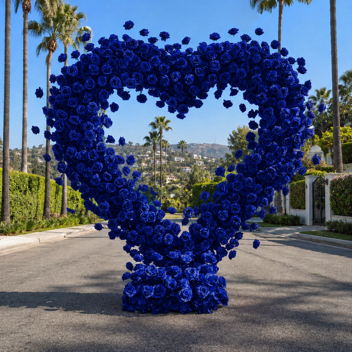 Dark Blue Classic Wild Rose Flower Heart Arch #4938