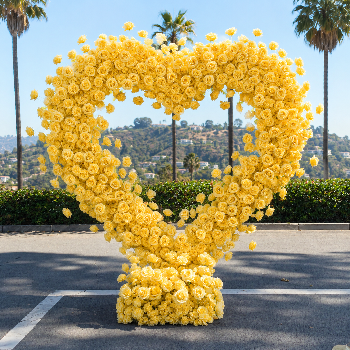 Yellow Classic Wild Rose Flower Heart Arch #4941