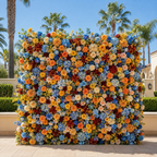 Blue, Orange, Yellow and Red 2 Piece Premium Flower Wall Backdrops - 4608