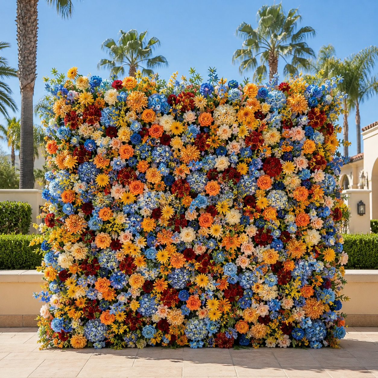 Blue, Orange, Yellow and Red 2 Piece Premium Flower Wall Backdrops - 4608