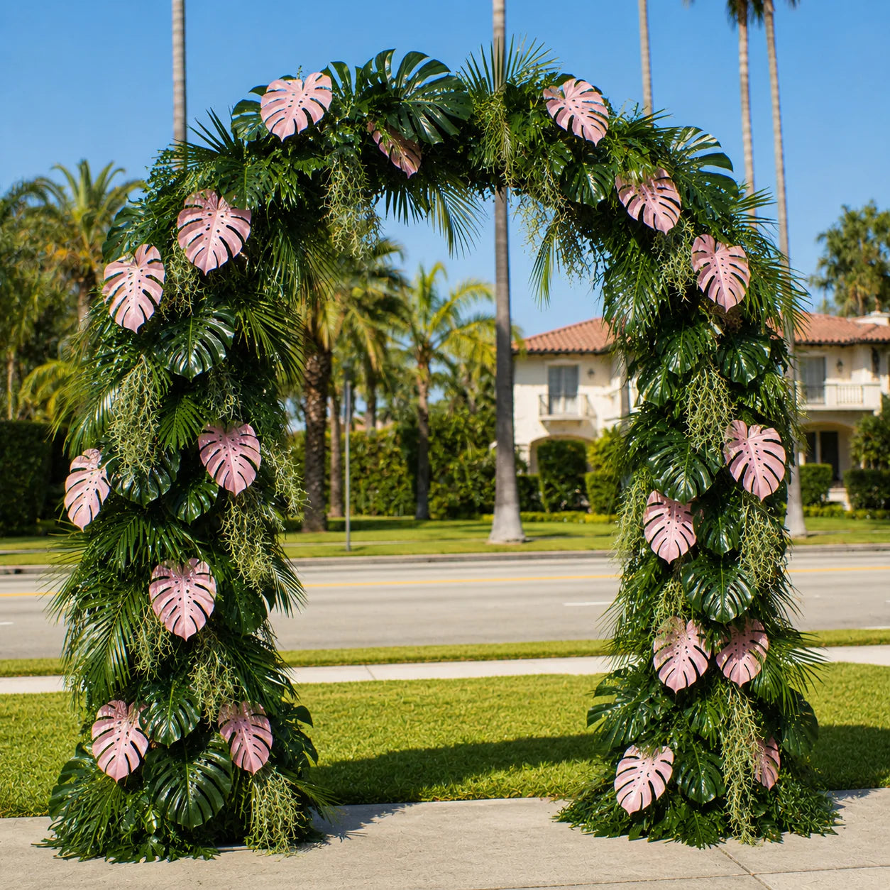 Beverly Hills Pink Tropical Premium Greenery Flower Wall & Backdrops | 512