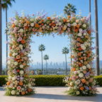 Purple, Orange and White Greenery Premium Flower Wall & Backdrops  - 4569