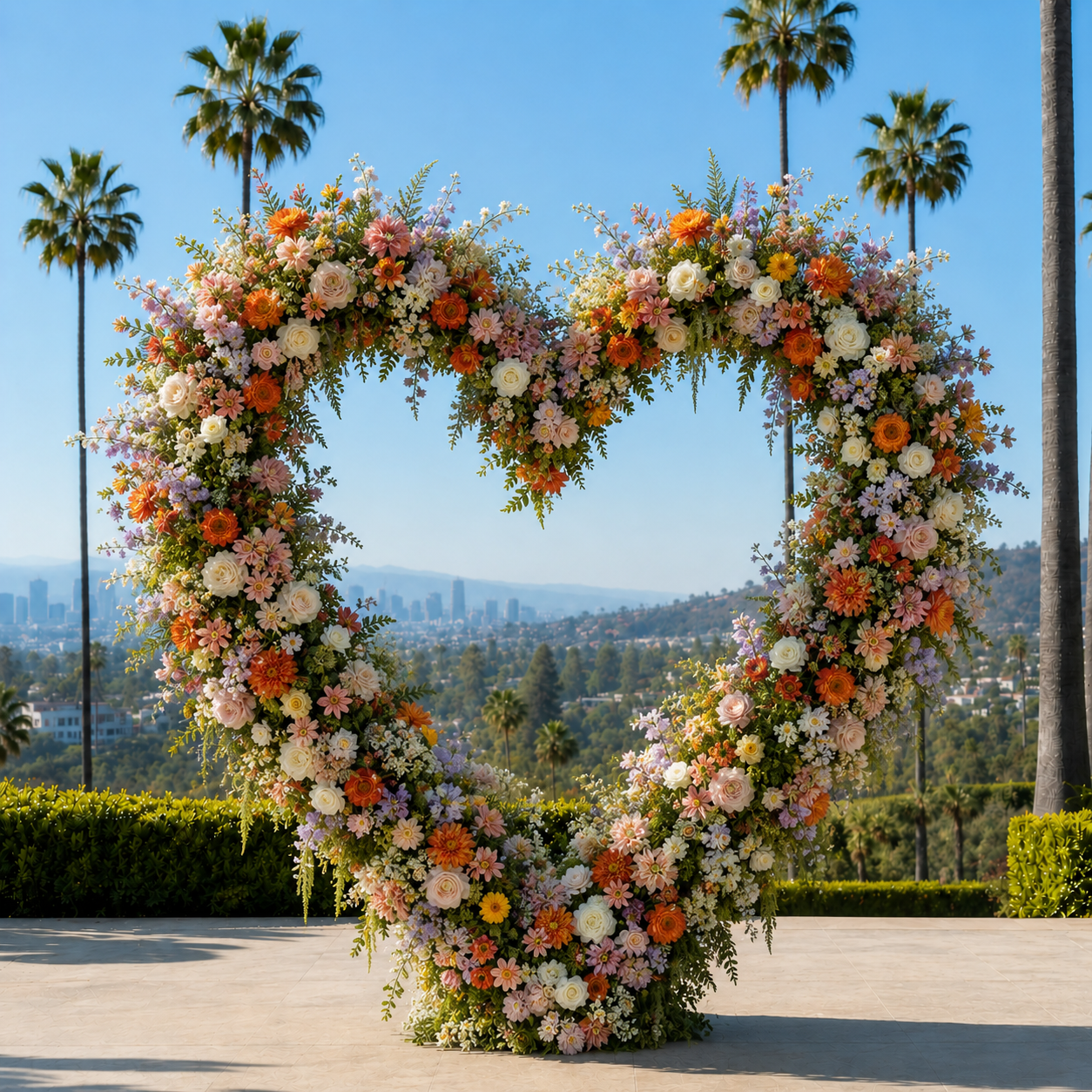 Purple, Orange and White Greenery Premium Flower Wall & Backdrops  - 4569