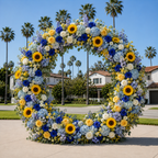 Blue and Yellow Wild Rose Sunflower Premium Flower Wall Backdrop - 286