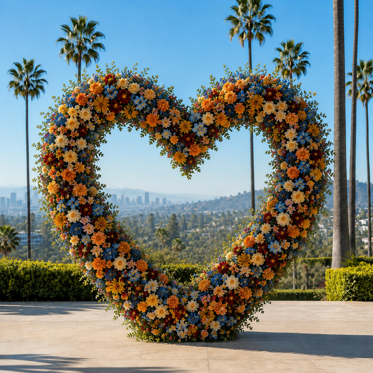 Blue, Orange, Yellow and Red 2 Piece Premium Flower Wall Backdrops - 4608