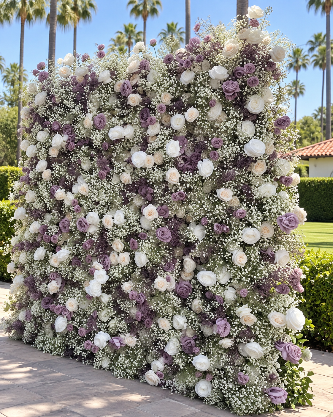 Babys Breath White. Purple Lavender Rose Flower Wall - 255