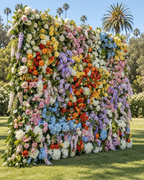 Dripping Rainbow Floral Pastels Premium Wild Flower Wall Backdrop - 328