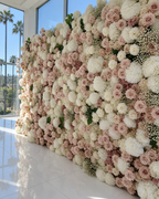 Pink Blush and White Ivory Deluxe Premium Flower Wall Backdrop - 281