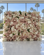 Pink Blush and White Ivory Deluxe Premium Flower Wall Backdrop - 281