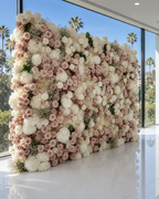 Pink Blush and White Ivory Deluxe Premium Flower Wall Backdrop - 281