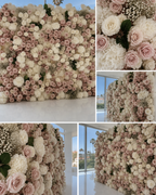 Pink Blush and White Ivory Deluxe Premium Flower Wall Backdrop - 281