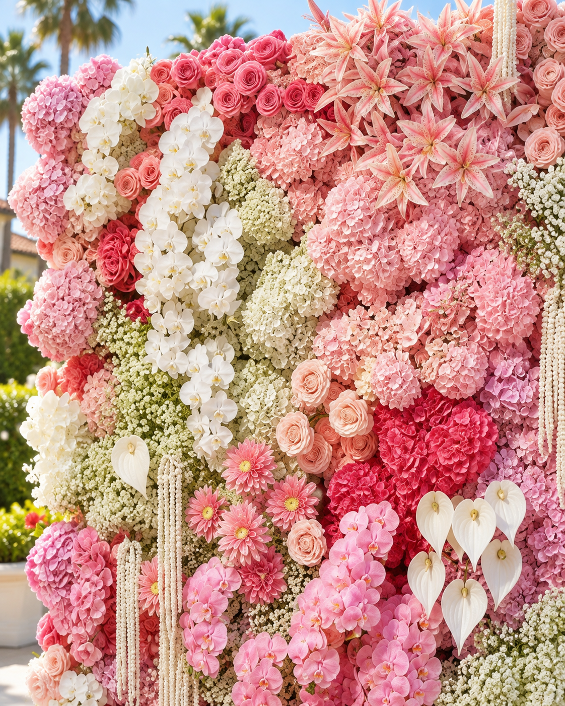 Dripping Pink, White and Lavender Premium Flower Wall & Backdrops - 263