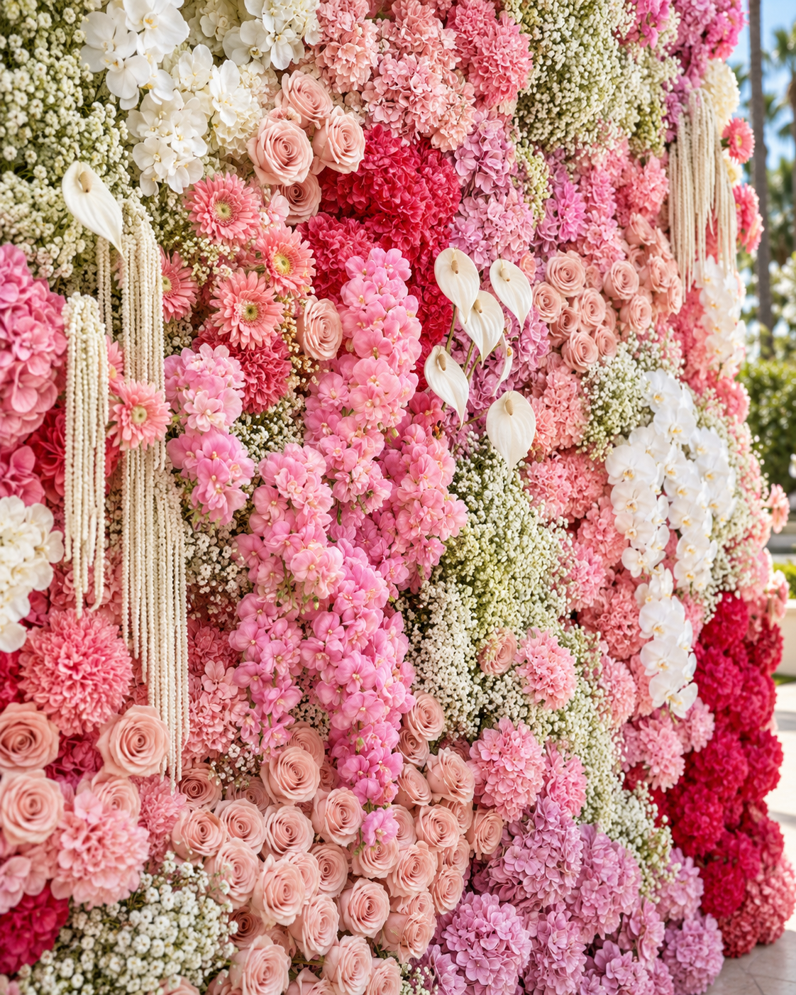 Dripping Pink, White and Lavender Premium Flower Wall & Backdrops - 263
