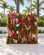 Pink, Red and Dripping Greenery Premium Artificial Flower Wall Backdrops - 347