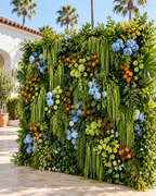 Blue , Orange Greenery Premium Artificial Flower Wall Backdrops - 344