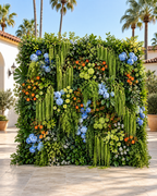 Blue , Orange Greenery Premium Artificial Flower Wall Backdrops - 344
