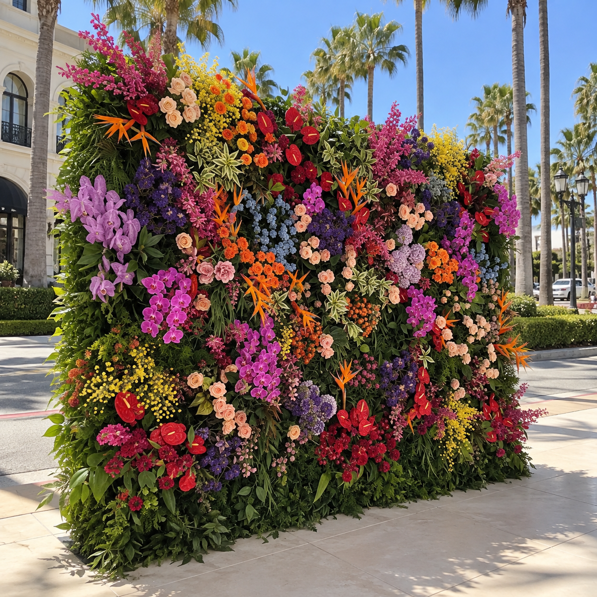 Pink, Orange, Red, Purple Deluxe Premium Flower Wall Backdrop - 335