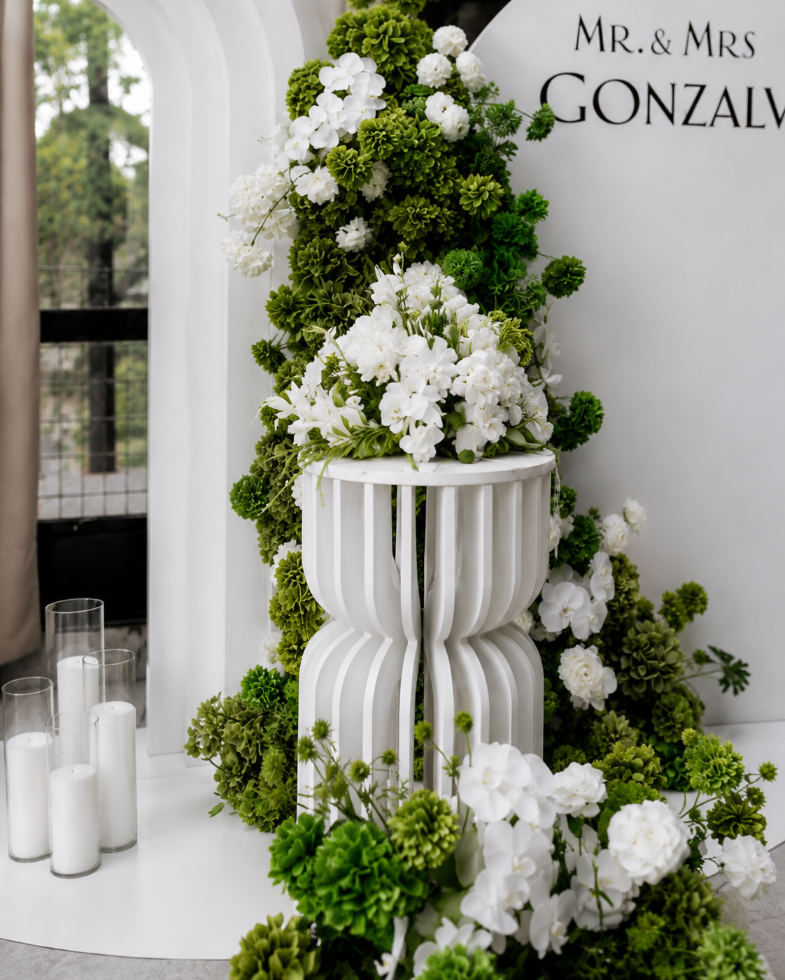 Greenery & White Deluxe 2 Piece Arch Set - 4587