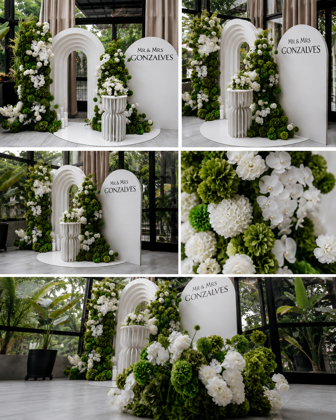 Greenery & White Deluxe 2 Piece Arch Set - 4587