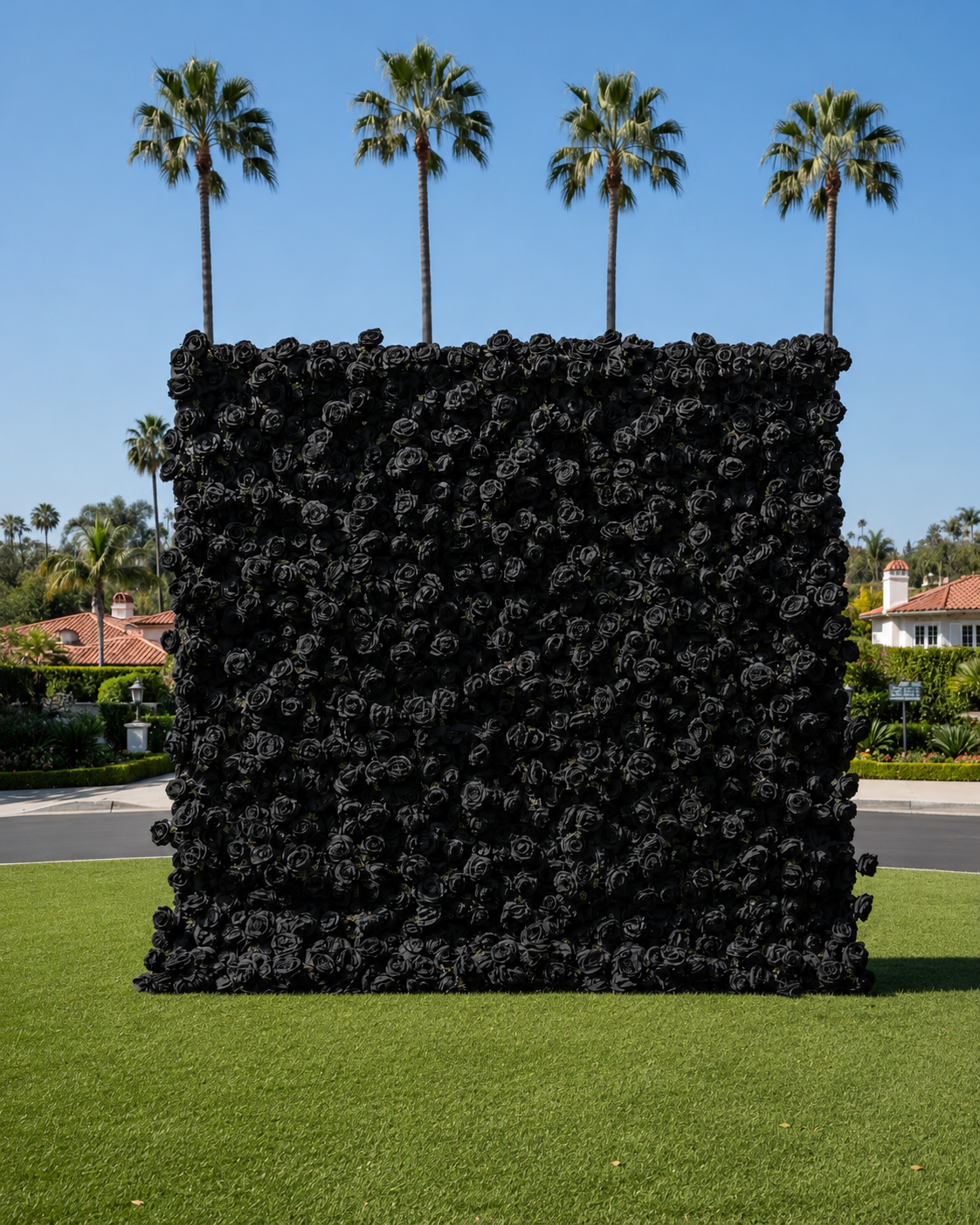 Deluxe Black Wild Rose Flower Wall - 024