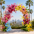Bright Multi Color Rainbow Rose Premium Artificial Flower Wall Backdrops - 349