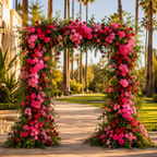 Pink, Red and Greenery Fuscisa Premium Artificial Flower Wall and Backdrops - 339