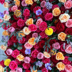 Pink, Orange & Yellow Wild Rose Premium Flower Wall - 121