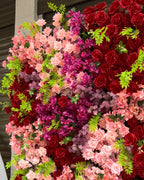 Pink, Red, Fuscia Greenery Premium Flower Wall Backdrop - 336