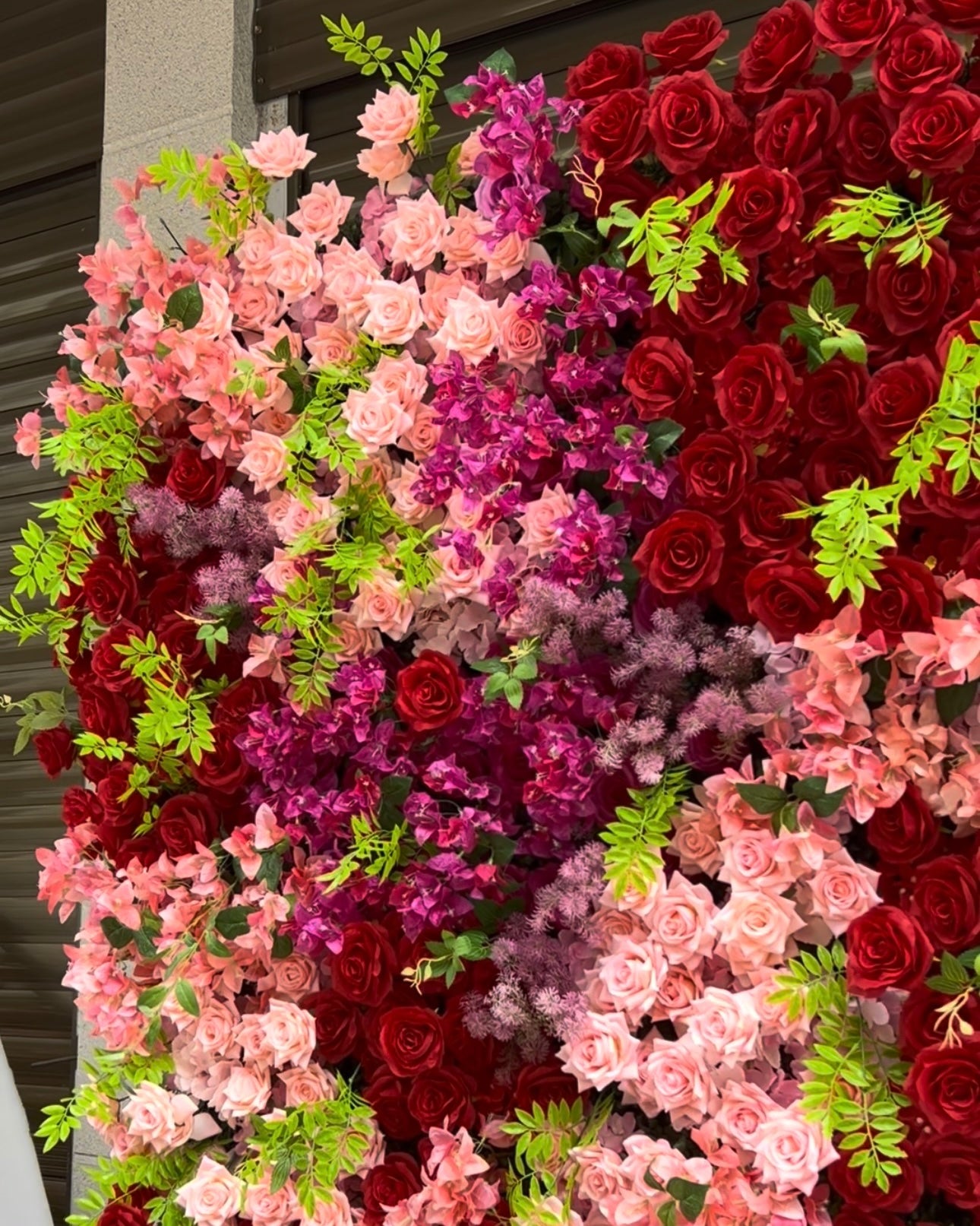 Pink, Red, Fuscia Greenery Premium Flower Wall Backdrop - 336