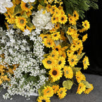 White Babys Breath Sunflower Greenery Premium Artificial Flower Wall Backdrops - 343
