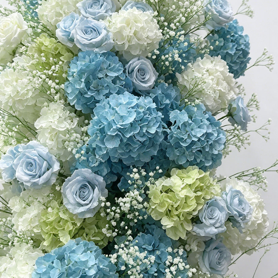 Blue Lime Ivory Premium Artificial Flower Wall Backdrops - 340