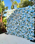 White & Blue Wild Rose Premium Flower Wall - 034