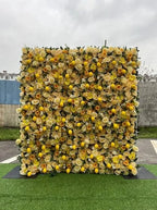 Yellow Lemon Burnt Orange Premium Rose Flower Wall - 012